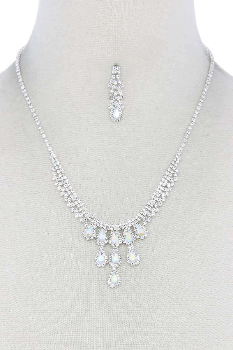 Rhinestone Teardrop Shape Necklace - YuppyCollections