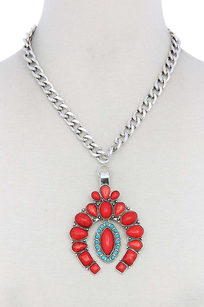 Multi Stone Pendant Necklace - YuppyCollections