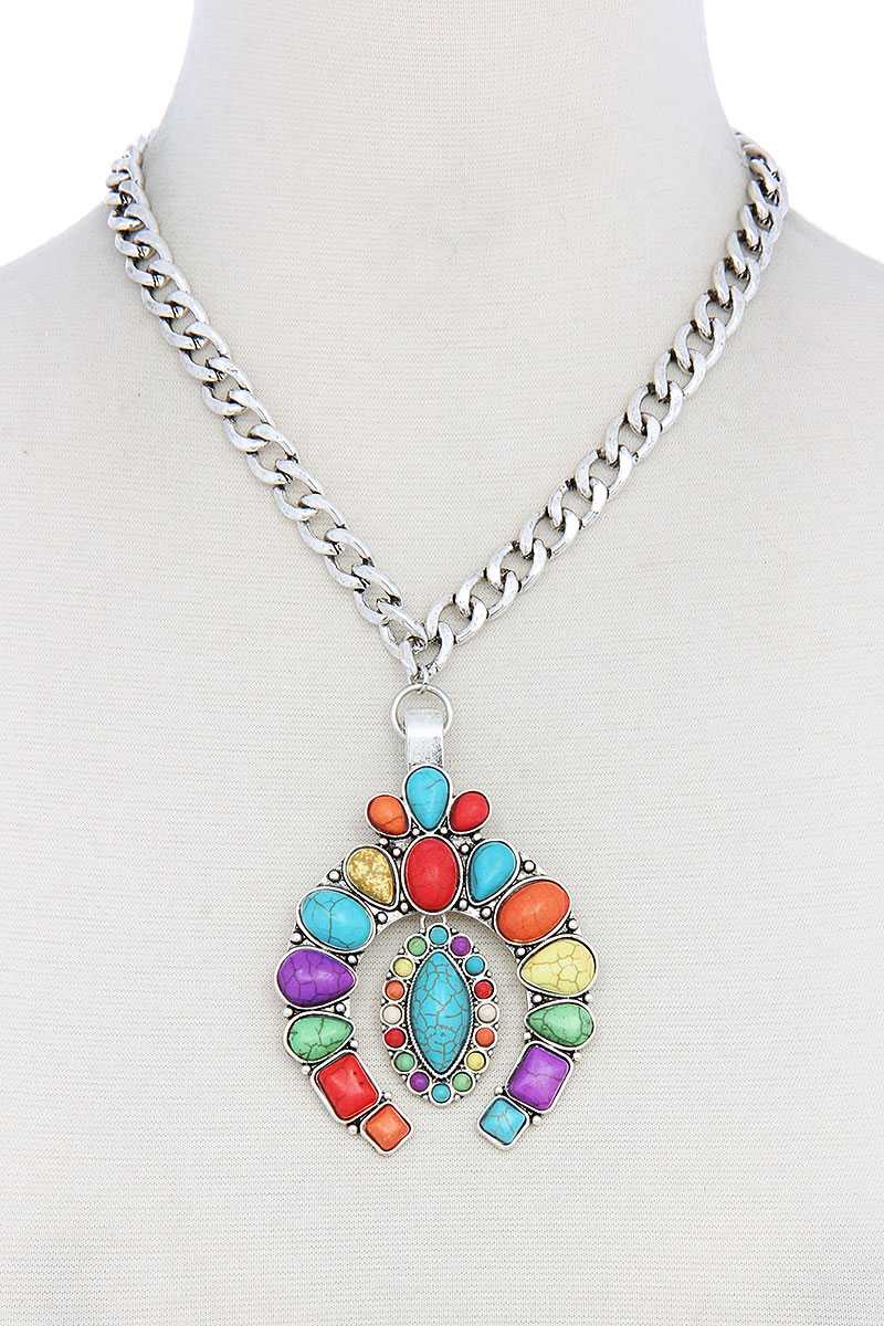 Multi Stone Pendant Necklace - YuppyCollections