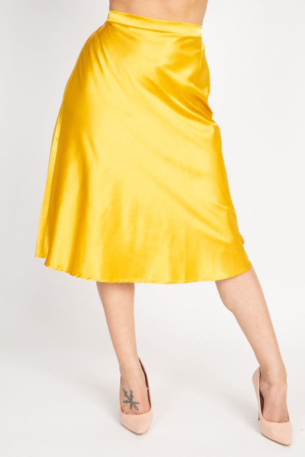 A-line Satin Midi Skirt - YuppyCollections