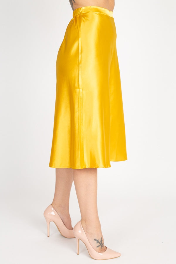 A-line Satin Midi Skirt - YuppyCollections