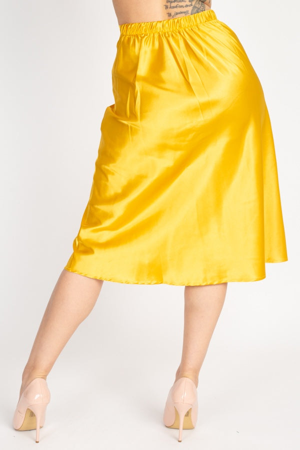 A-line Satin Midi Skirt - YuppyCollections