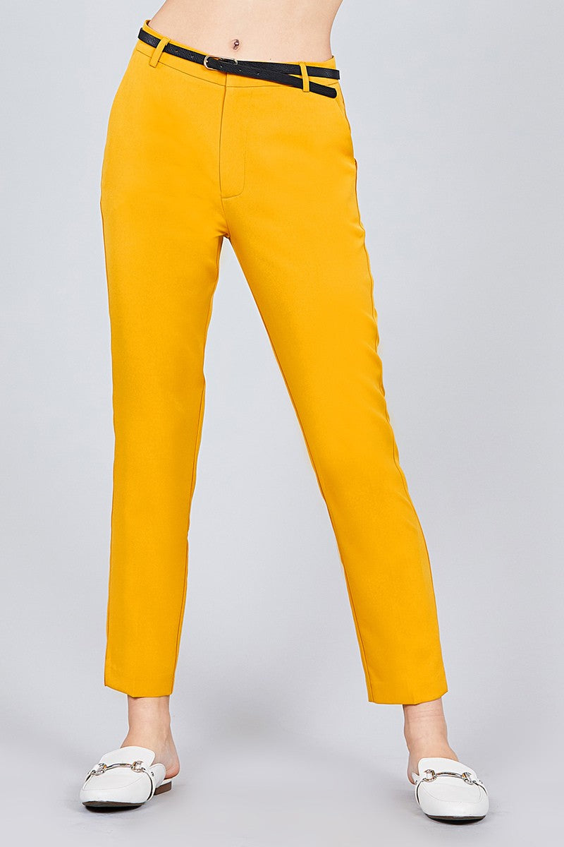 Classic Woven Pants W/belt - YuppyCollections