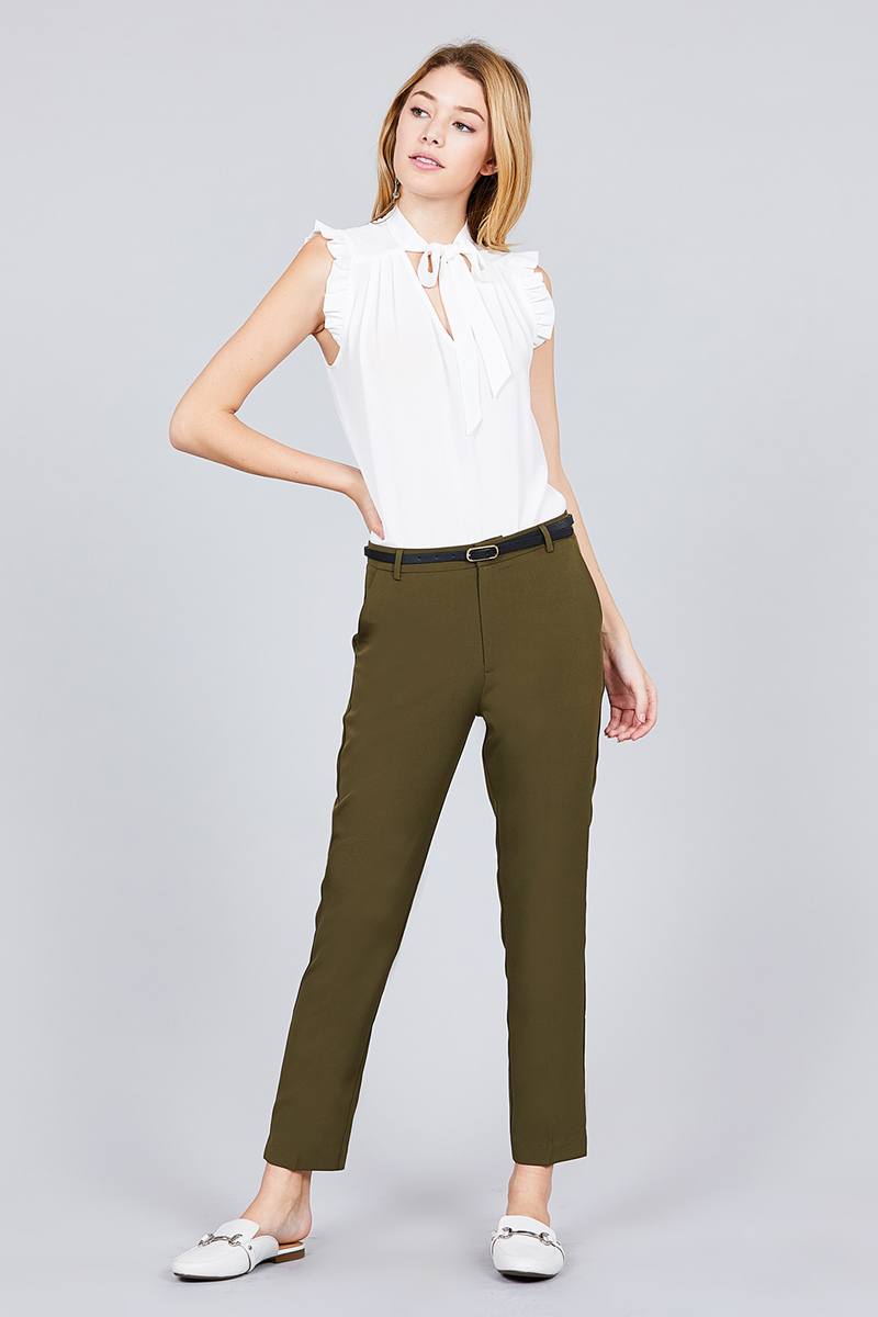 Classic Woven Pants W/belt - YuppyCollections