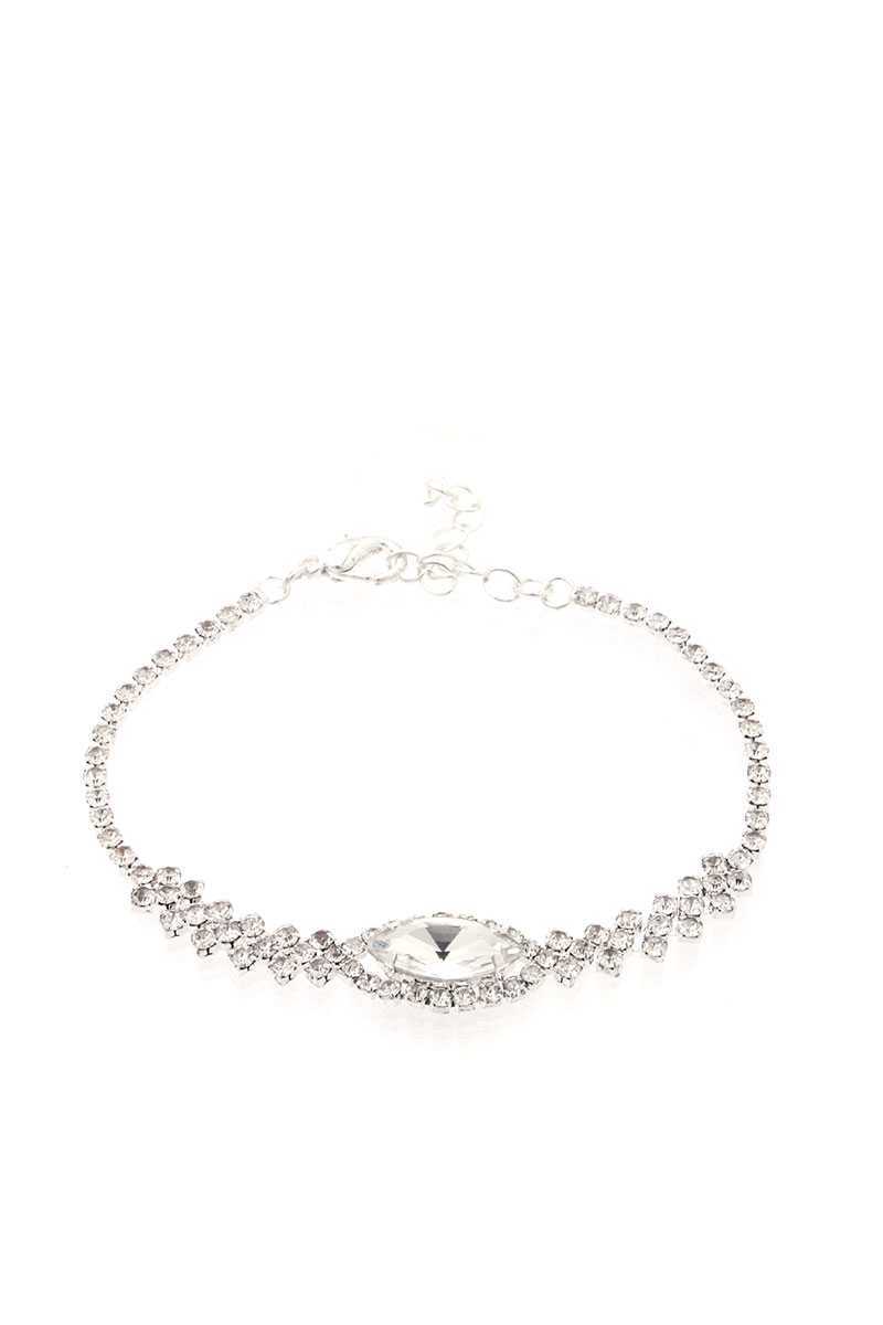 Marquise Shape Crystal Rhinestone Necklace And Bracelet Set - YuppyCollections