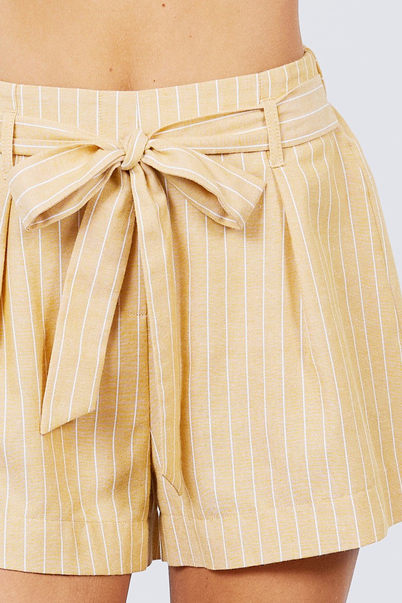 Waist Bow Tie Y/d Stripe Short Pants - YuppyCollections