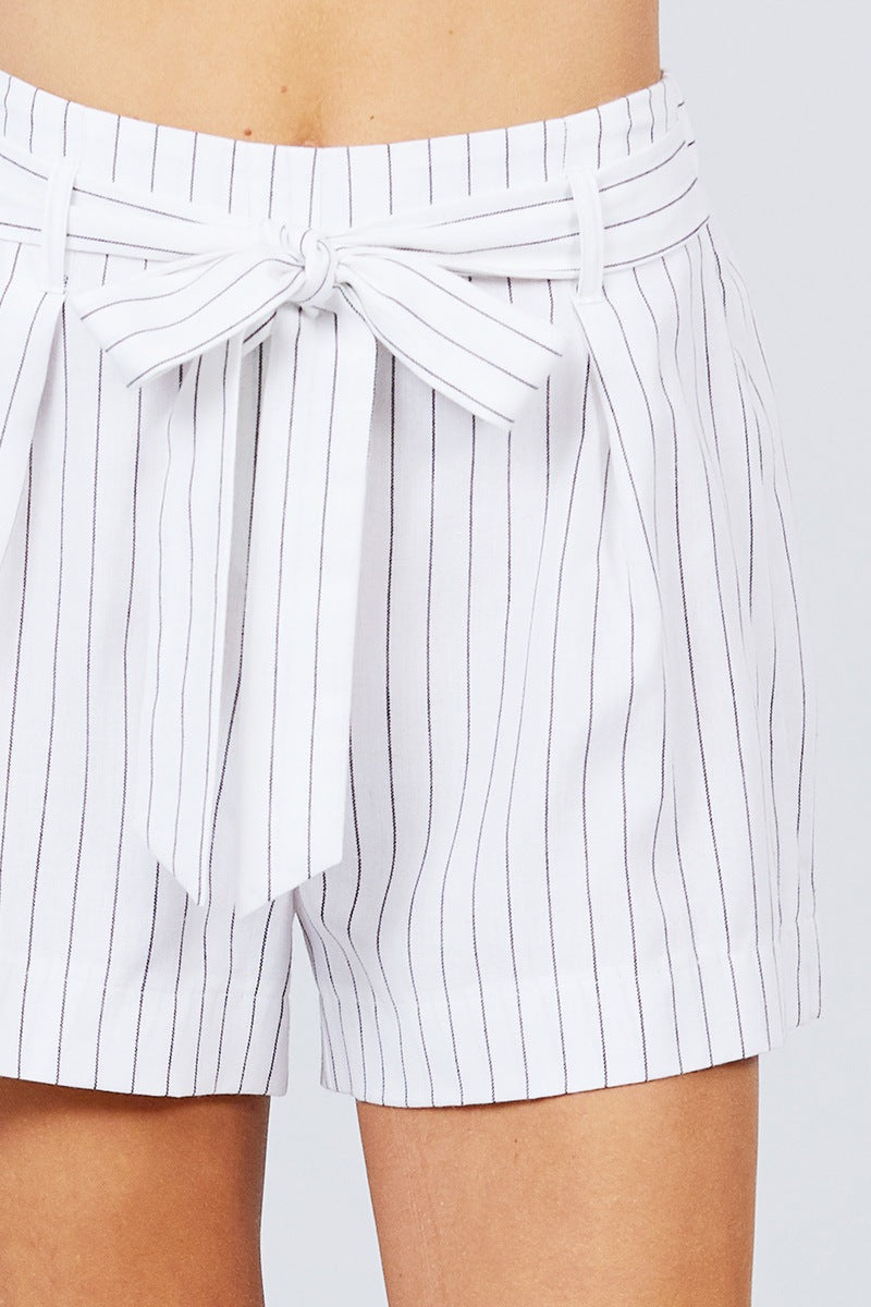 Waist Bow Tie Y/d Stripe Short Pants - YuppyCollections