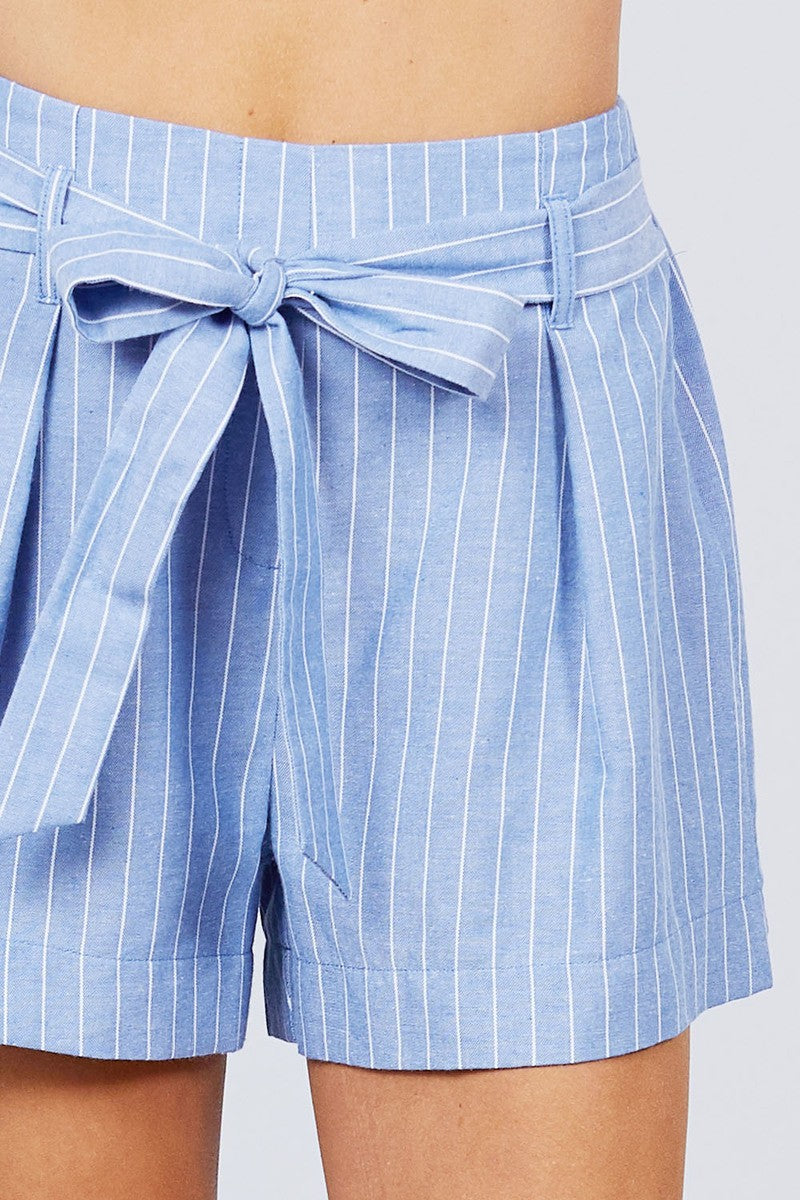 Waist Bow Tie Y/d Stripe Short Pants - YuppyCollections