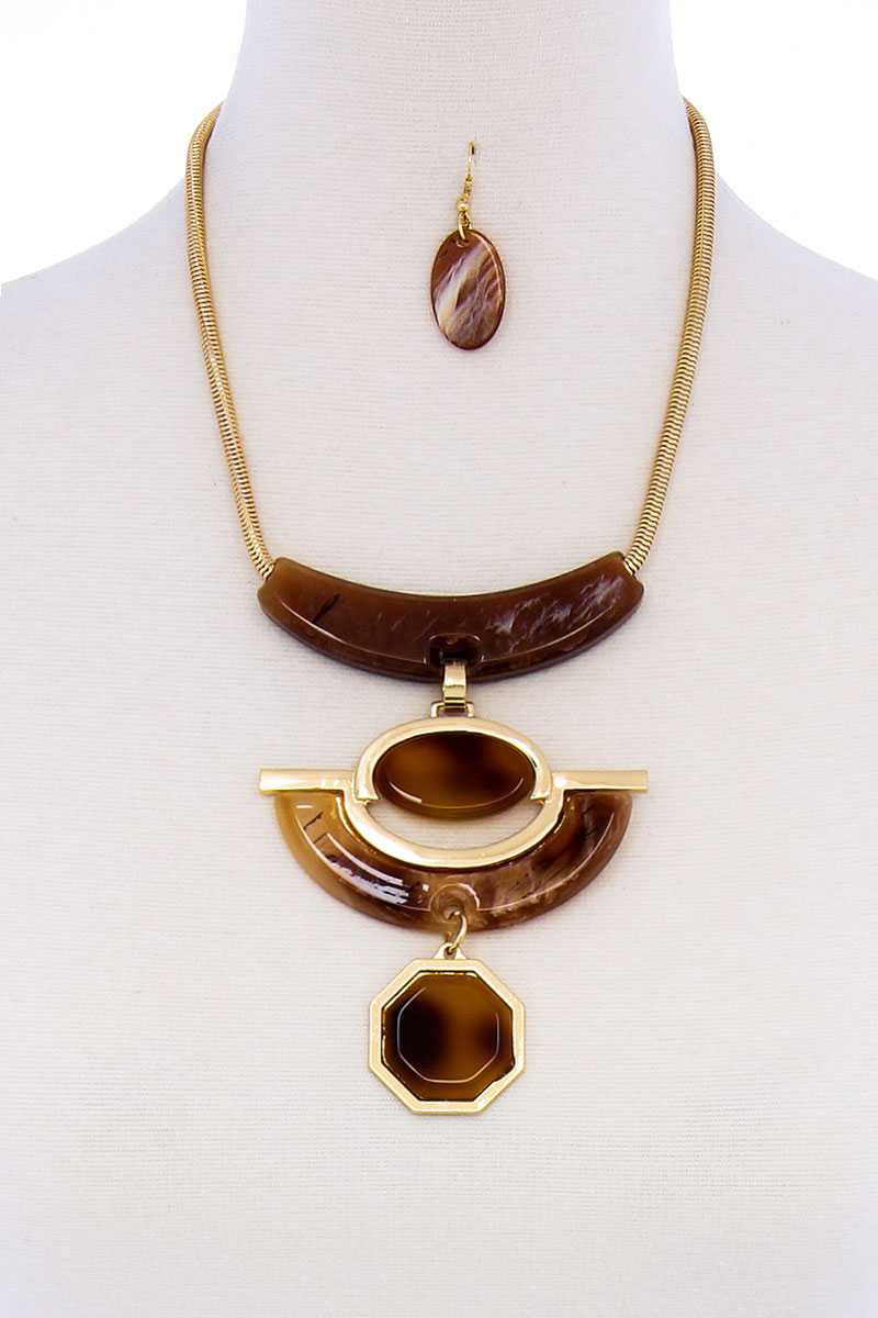 Stylish Acetate Organic Shape Chunky Necklace And Earring Set - YuppyCollections