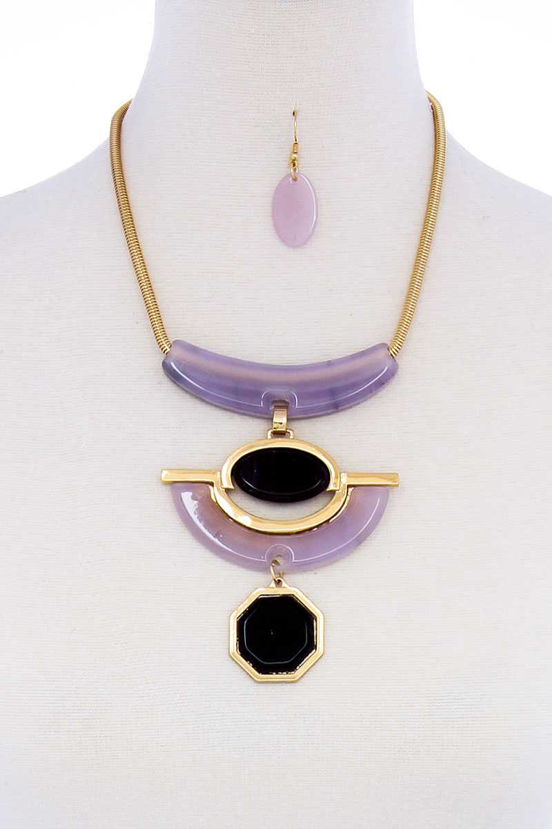 Stylish Acetate Organic Shape Chunky Necklace And Earring Set - YuppyCollections