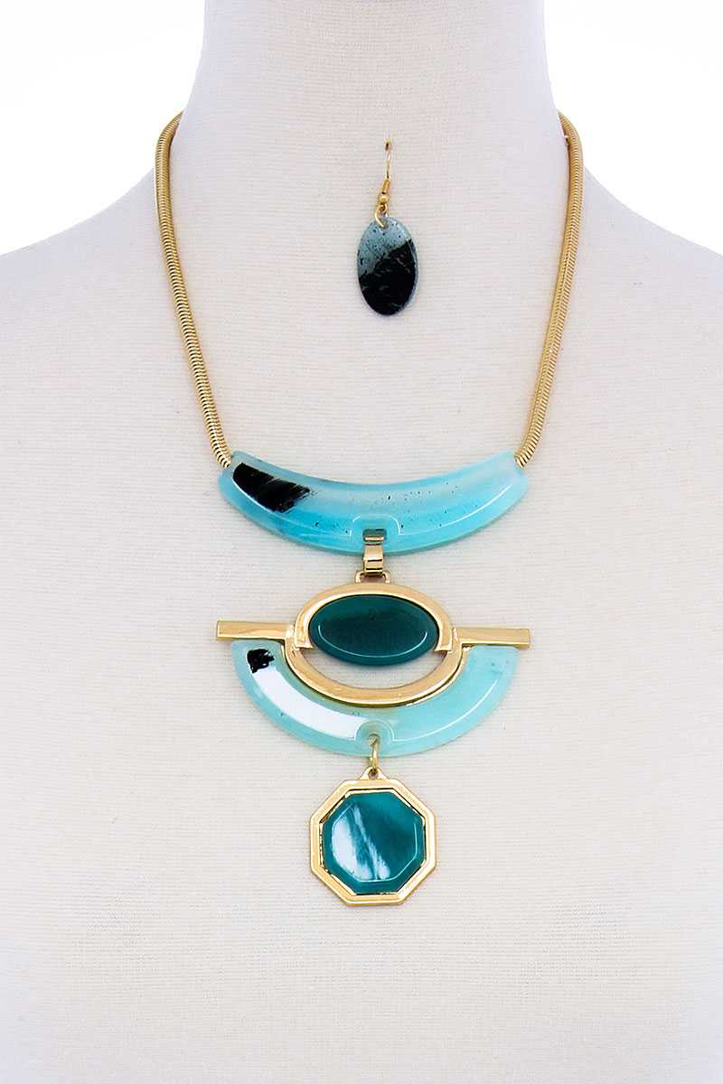 Stylish Acetate Organic Shape Chunky Necklace And Earring Set - YuppyCollections