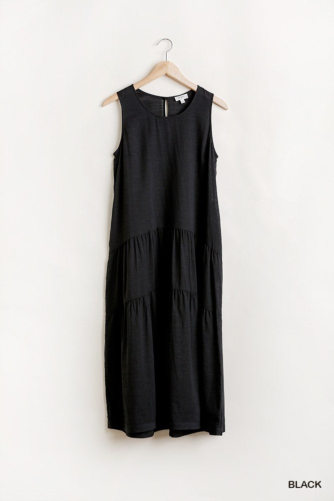 Sleeveless Tier Maxi Dress With Back Keyhole - YuppyCollections