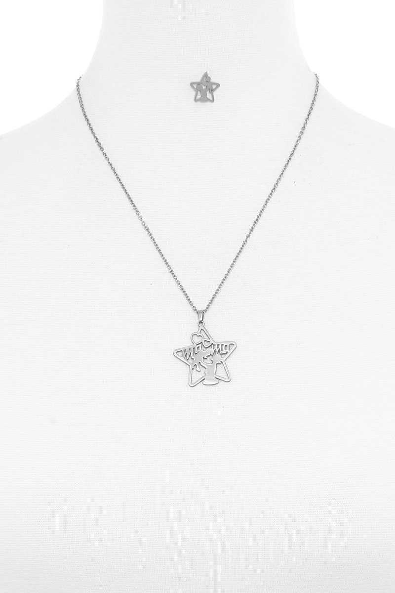 Fashion Modern Star Mama Pendant Necklace And Earring Set - YuppyCollections