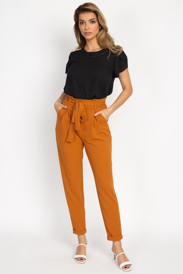 Paperbag Self Tie Pants - YuppyCollections