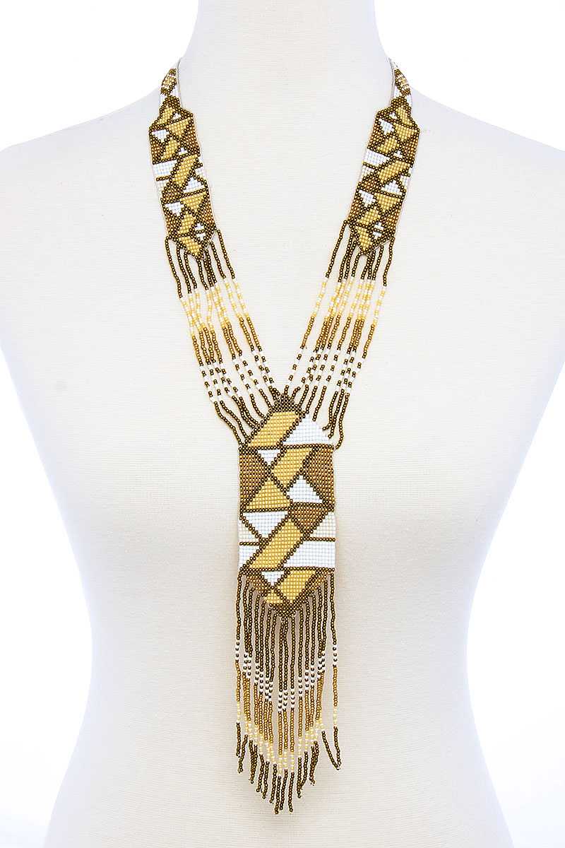 Trendy Ancient Pattern Beaded Long Necklace - YuppyCollections