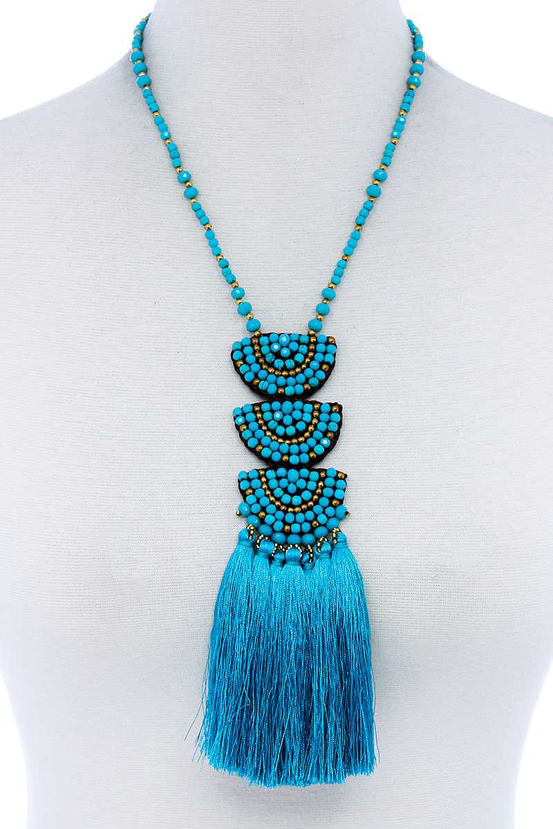 Designer Multi Tassel And Beaded Necklace - YuppyCollections