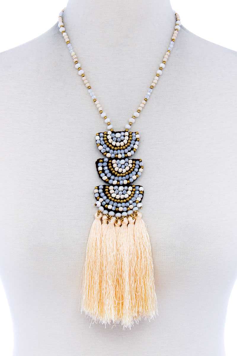 Designer Multi Tassel And Beaded Necklace - YuppyCollections