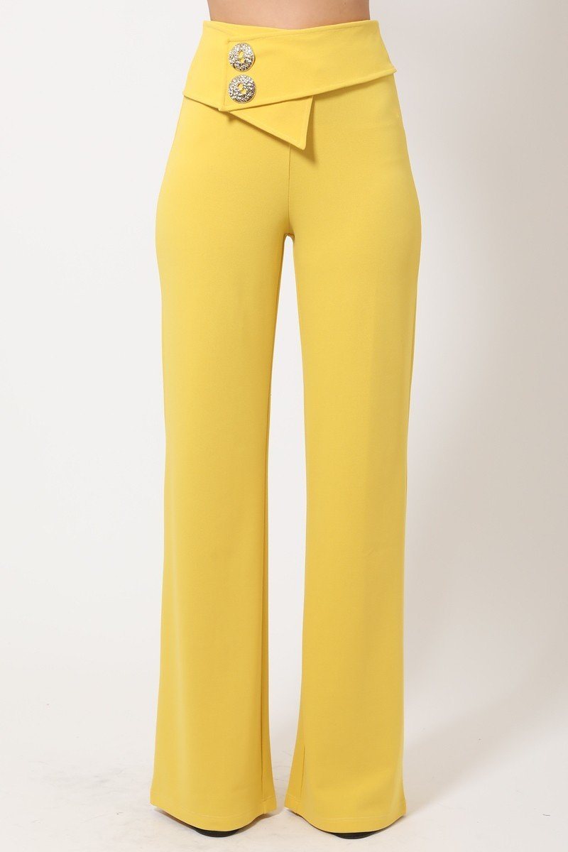 Oversized Button Front Detail Pants - YuppyCollections