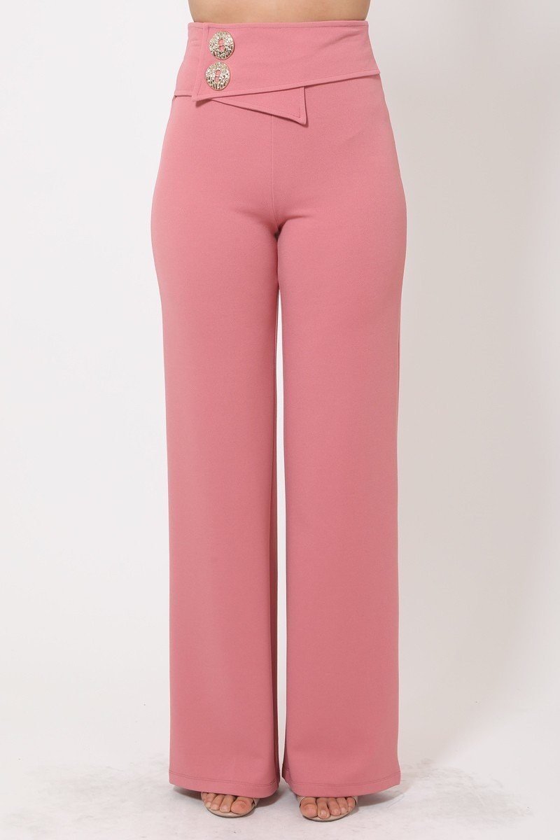 Oversized Button Front Detail Pants - YuppyCollections