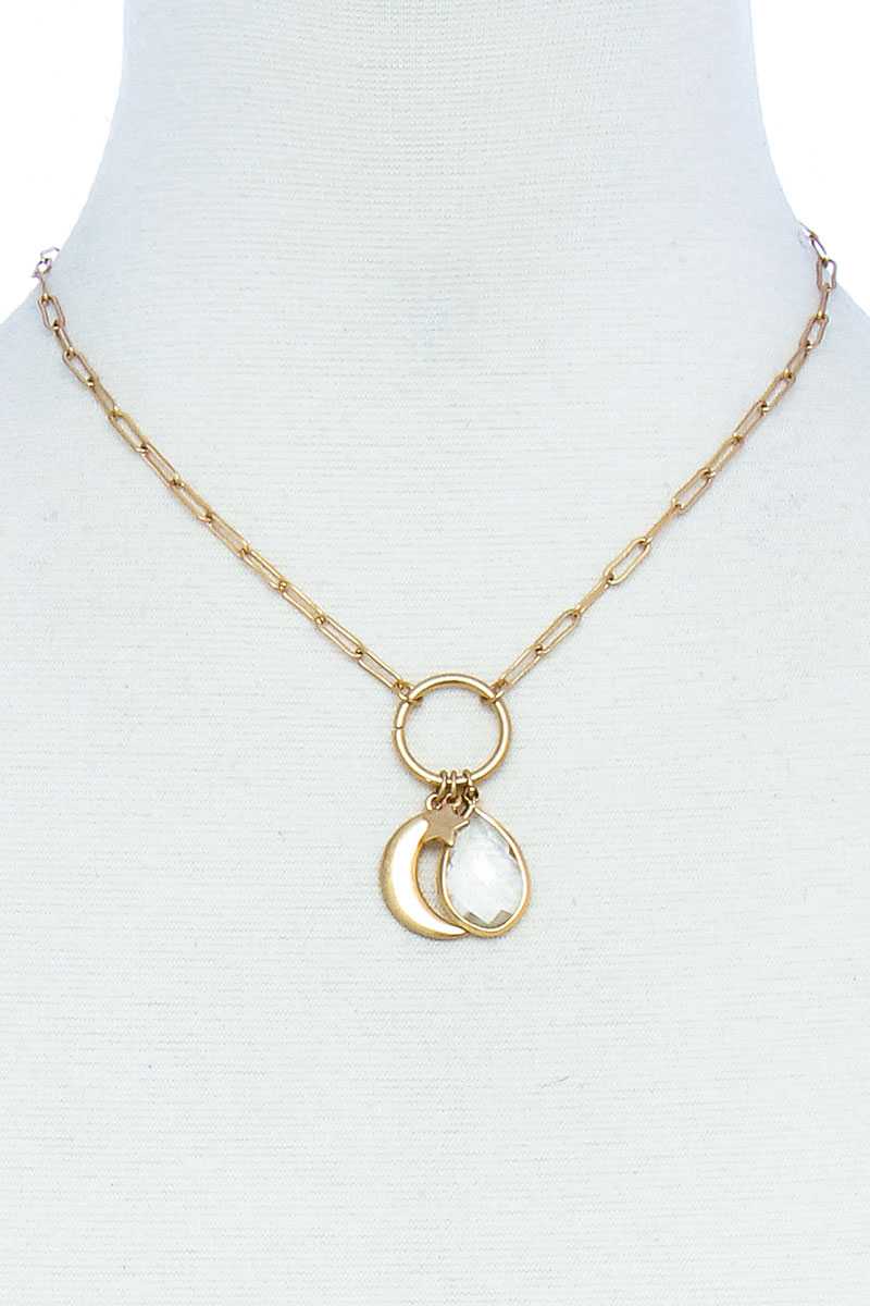 Fashion Chic Star And Moon Pendant Necklace - YuppyCollections