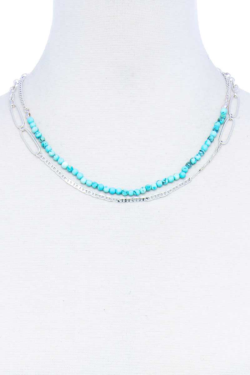 Double Layer Beaded And Chain Necklace - YuppyCollections