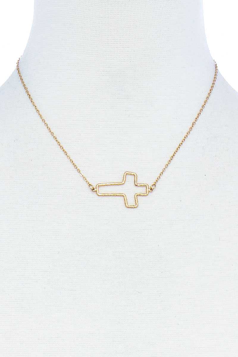 Fashion Cute Cross Out Line Pendant Necklace - YuppyCollections