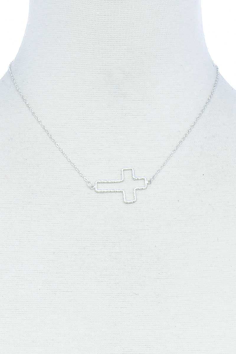 Fashion Cute Cross Out Line Pendant Necklace - YuppyCollections