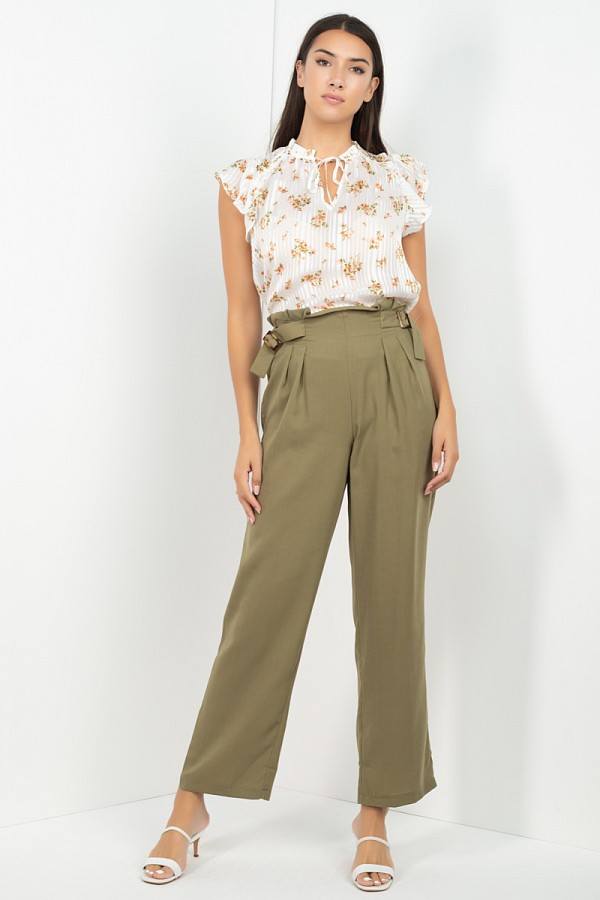 High Waist Paperbag Wide Pants - YuppyCollections