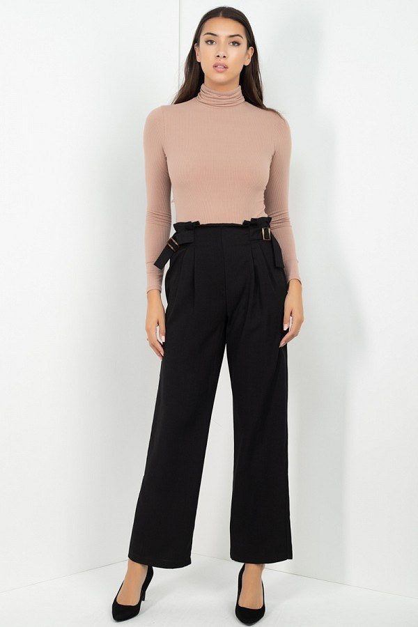 High Waist Paperbag Wide Pants - YuppyCollections