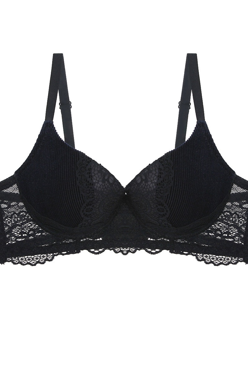 Push Up Velvet And Lace Bra - YuppyCollections