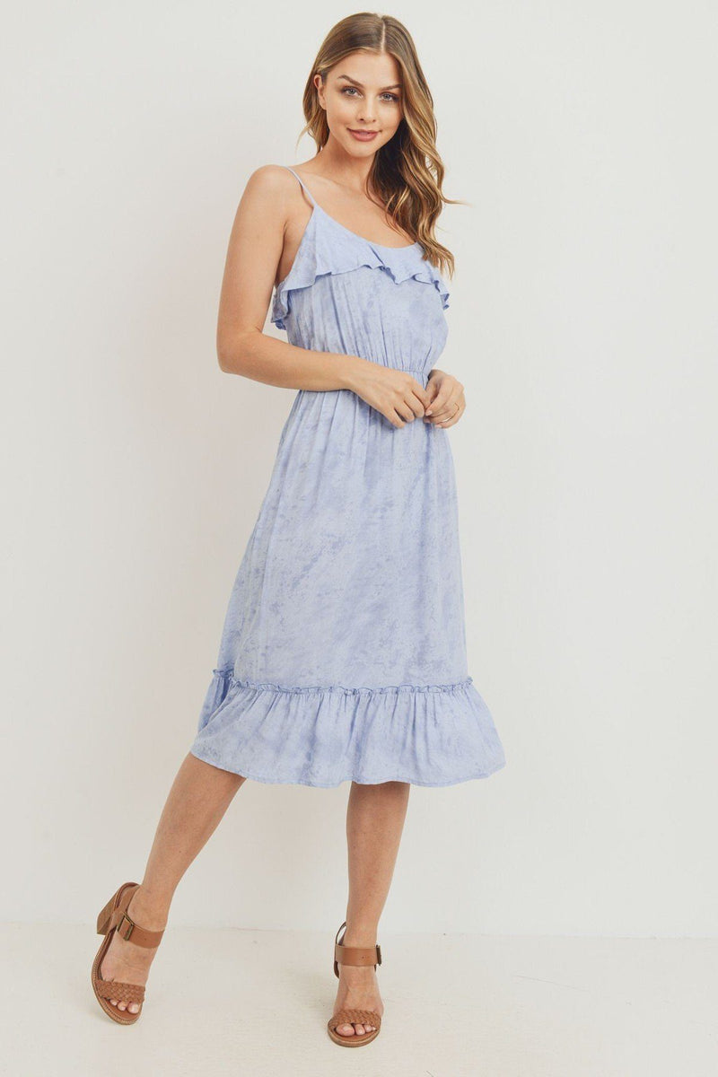 Ruffle Hem Spaghetti Strap Midi Dress - YuppyCollections