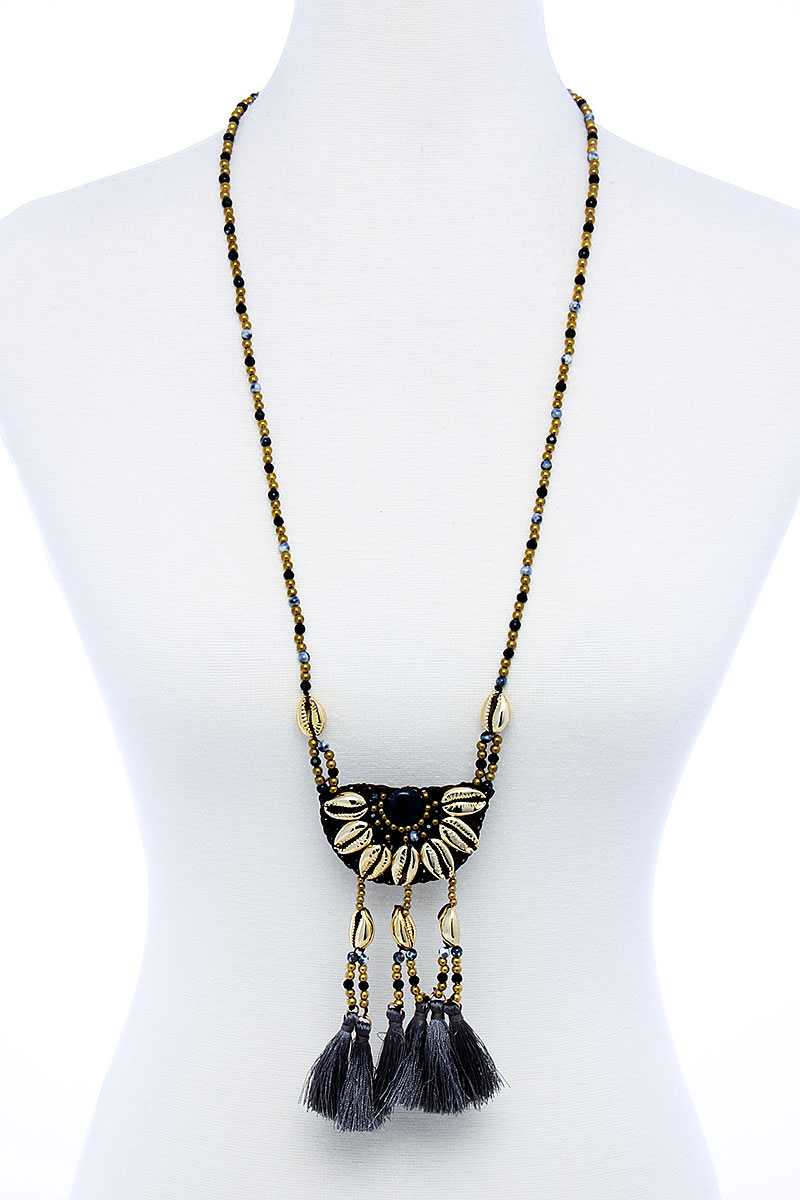 Fashion Sea Shell And Beaded Long India Necklace - YuppyCollections