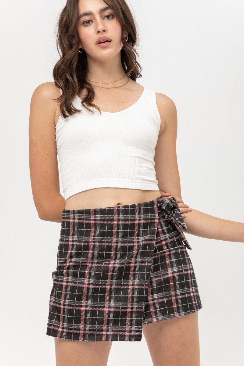 Knit Yarn Dye Plaid Skirt - YuppyCollections