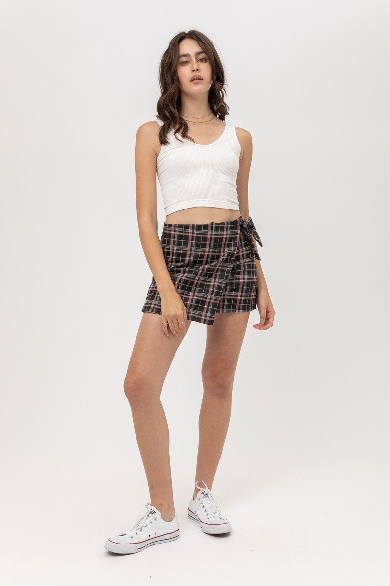 Knit Yarn Dye Plaid Skirt - YuppyCollections