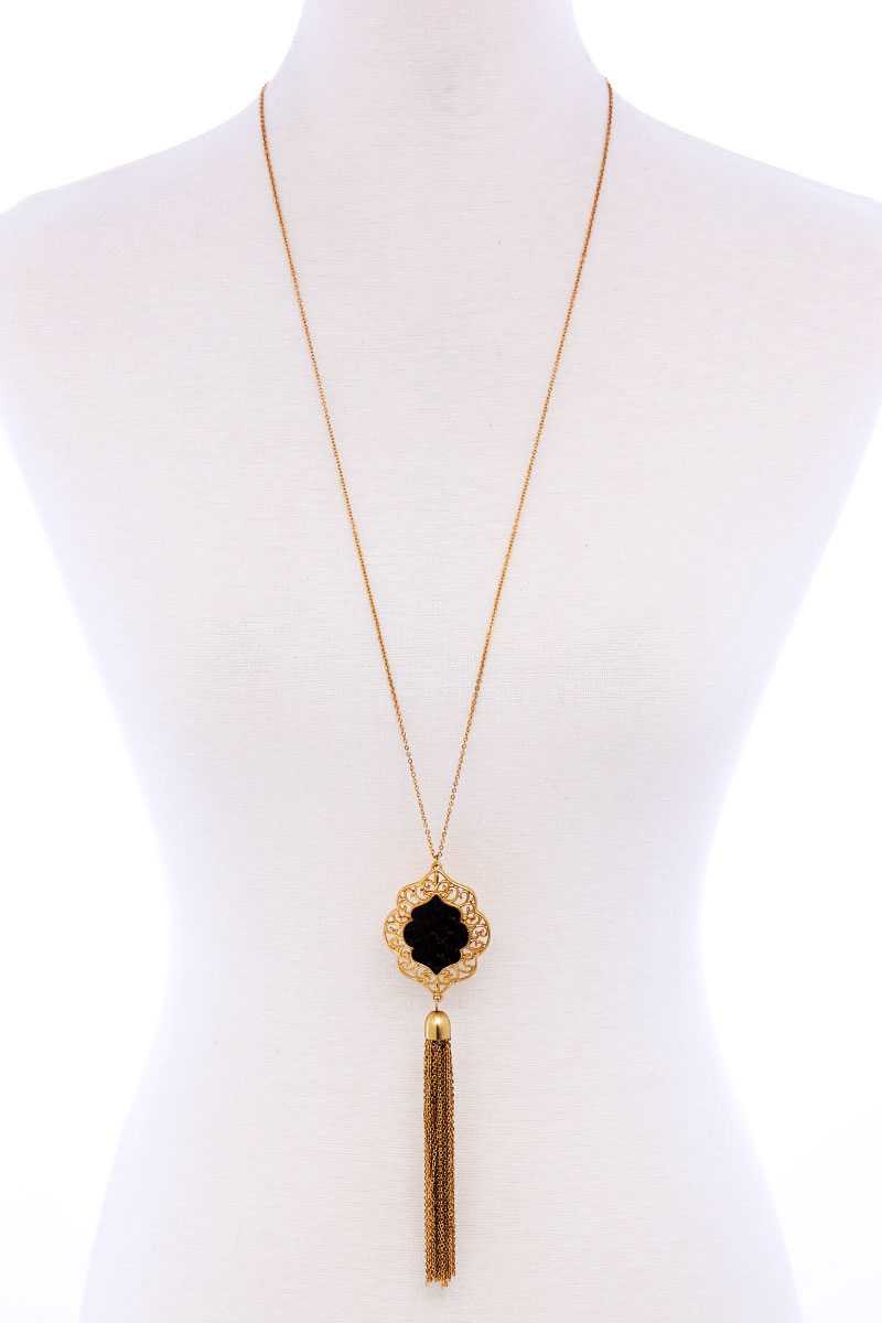 Stylish Chain Tassel Drop Long Necklace - YuppyCollections