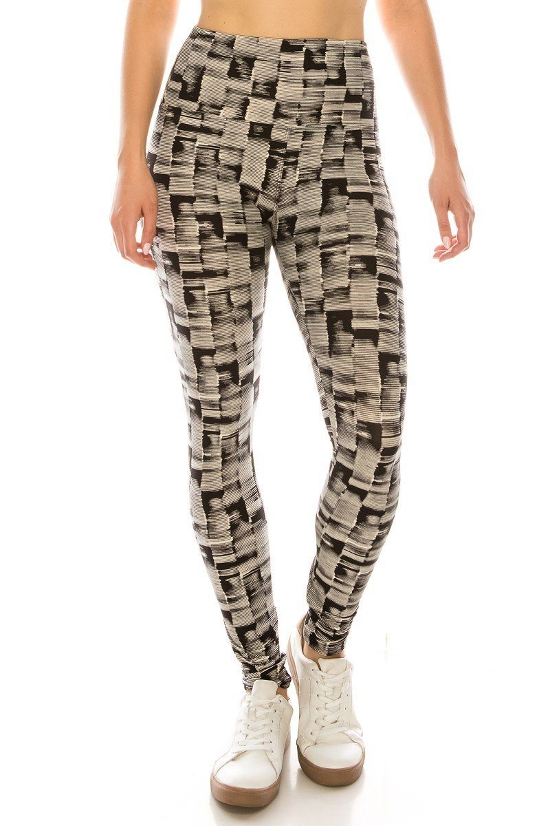 Long Yoga Style Banded Lined Multi Printed Knit Legging With High Waist. - YuppyCollections