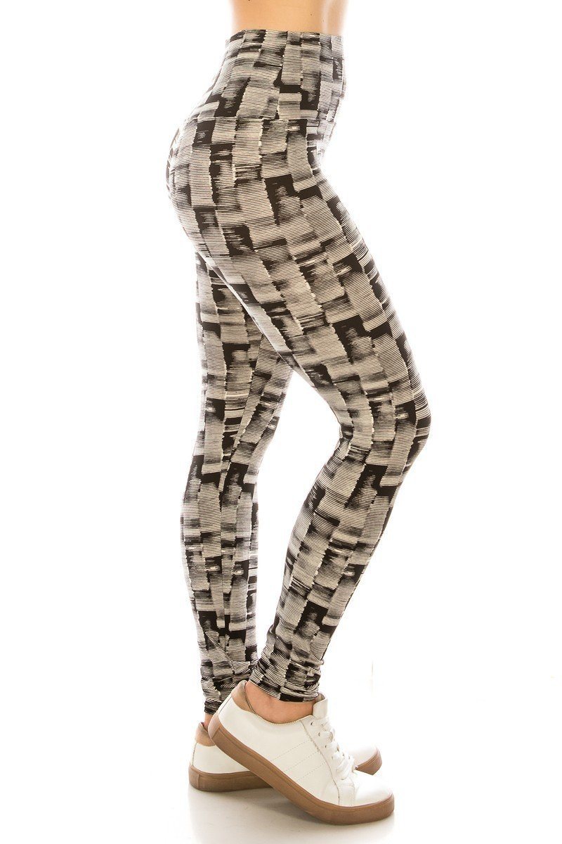 Long Yoga Style Banded Lined Multi Printed Knit Legging With High Waist. - YuppyCollections