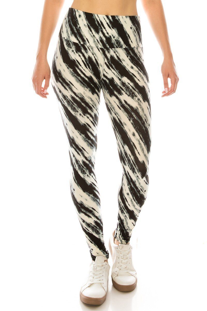 Long Yoga Style Banded Lined Multi Printed Knit Legging With High Waist. - YuppyCollections