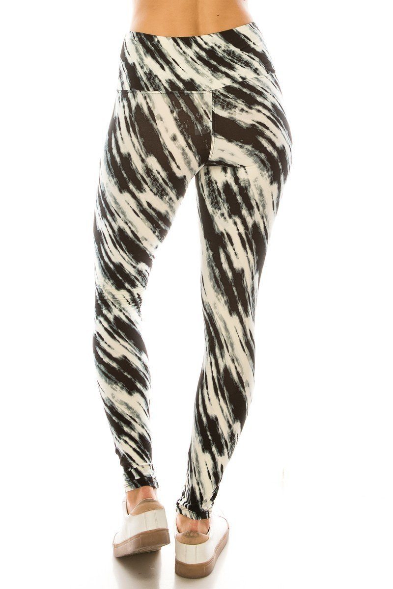 Long Yoga Style Banded Lined Multi Printed Knit Legging With High Waist. - YuppyCollections