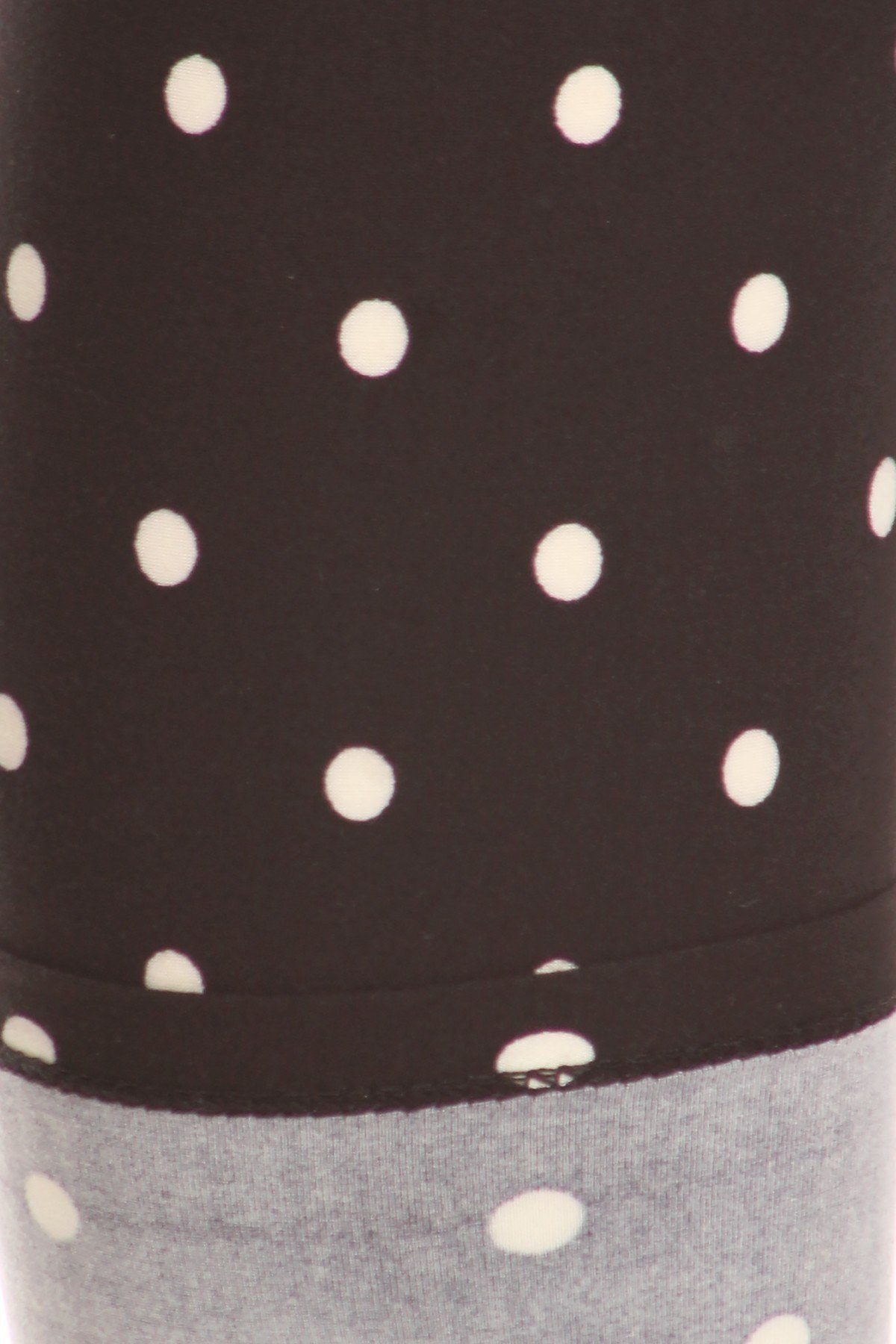 High Waisted Leggings With An Elastic Band In A White Polka Dot Print Over A Black Background - YuppyCollections