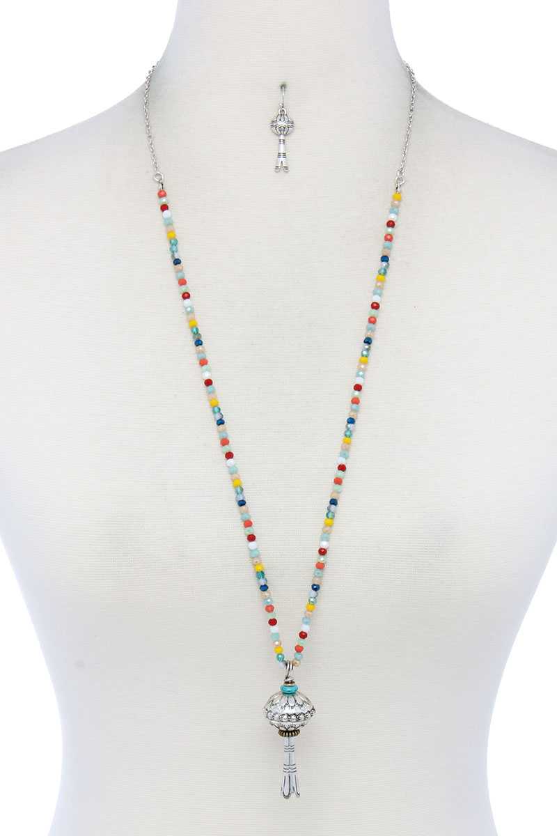 Metal Charm Beaded Necklace - YuppyCollections