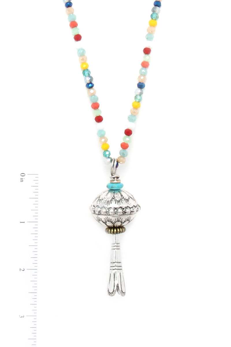 Metal Charm Beaded Necklace - YuppyCollections