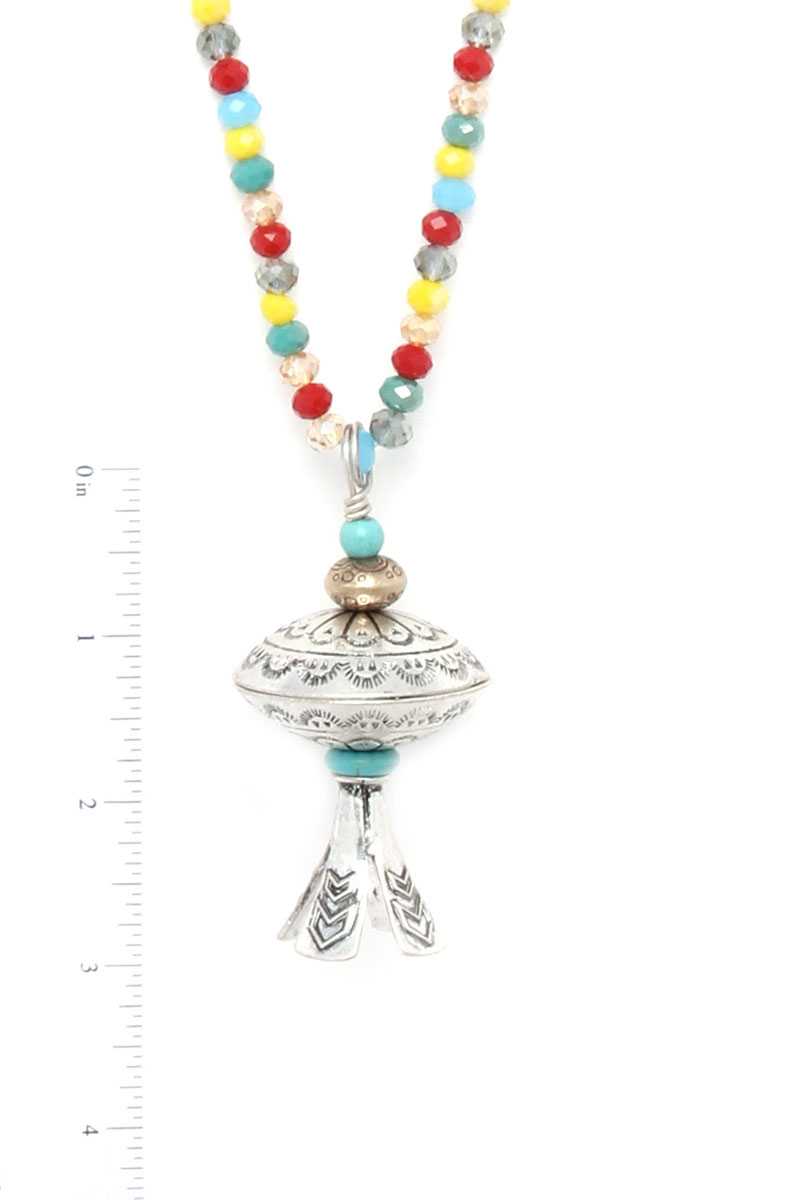 Metal Pendant Beaded Necklace - YuppyCollections