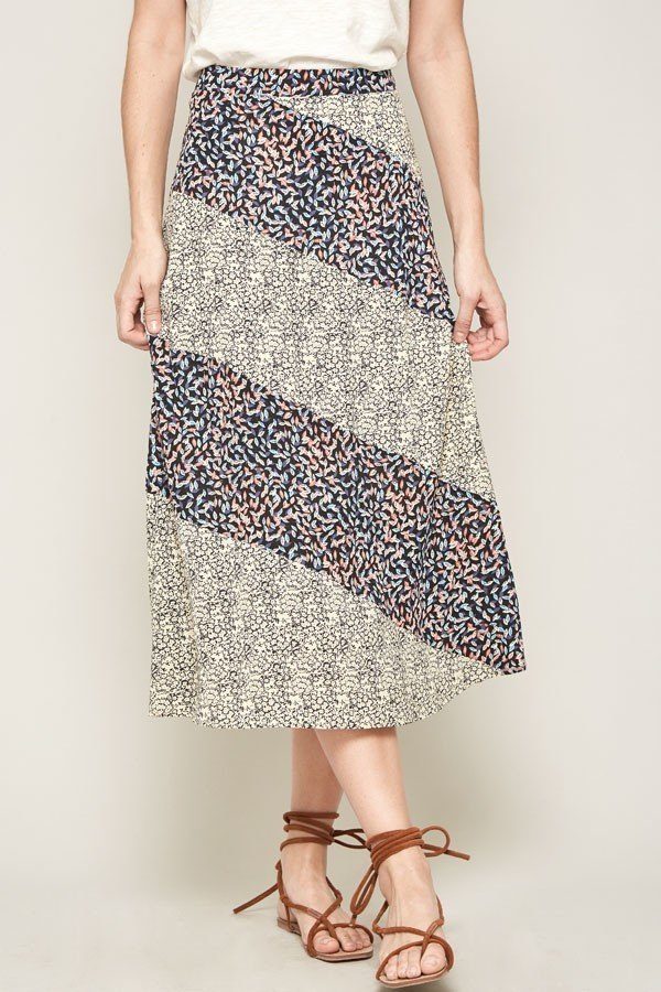 A Floral-print Woven Midi Skirt - YuppyCollections