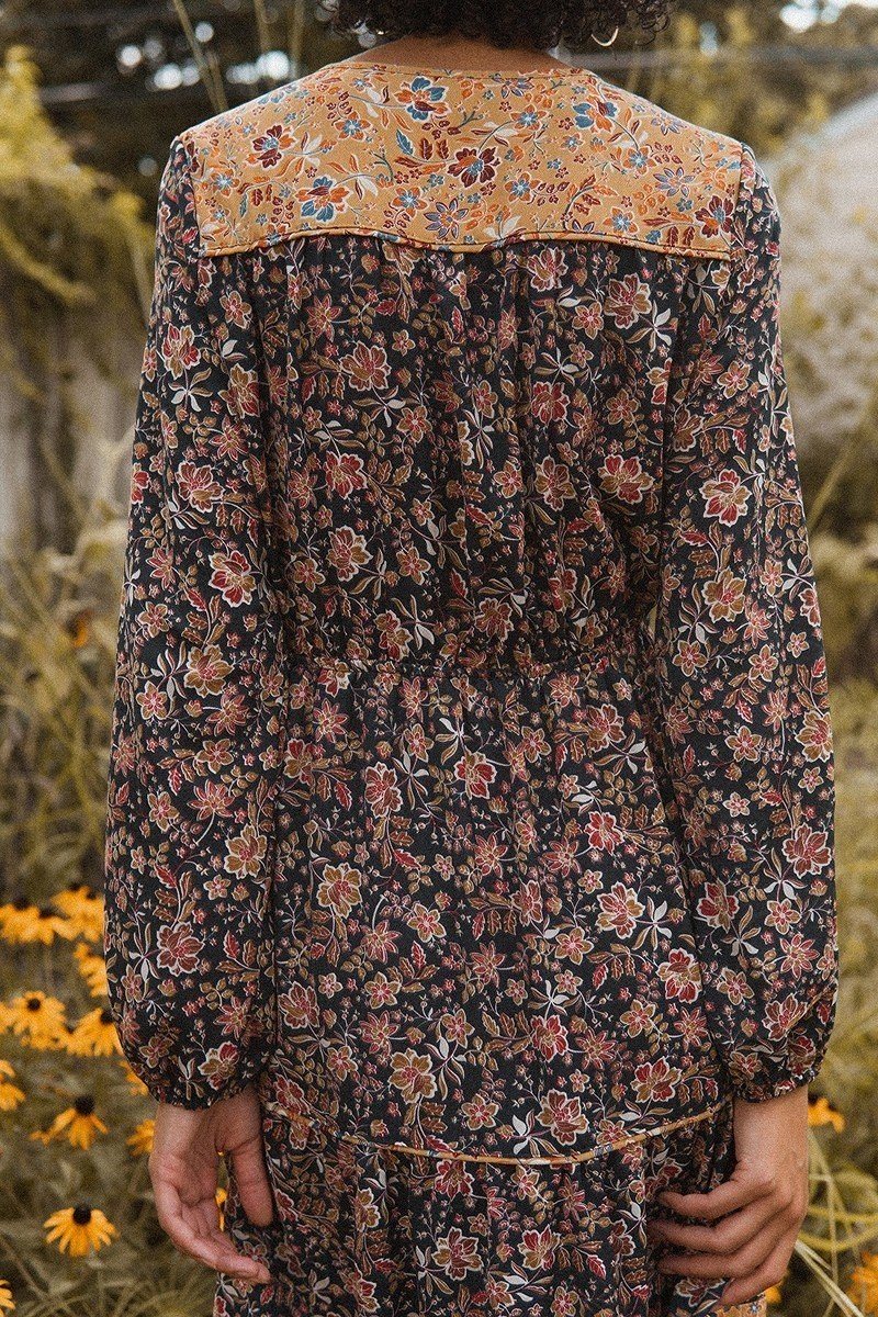 A Floral-print Woven Midi Dress - YuppyCollections