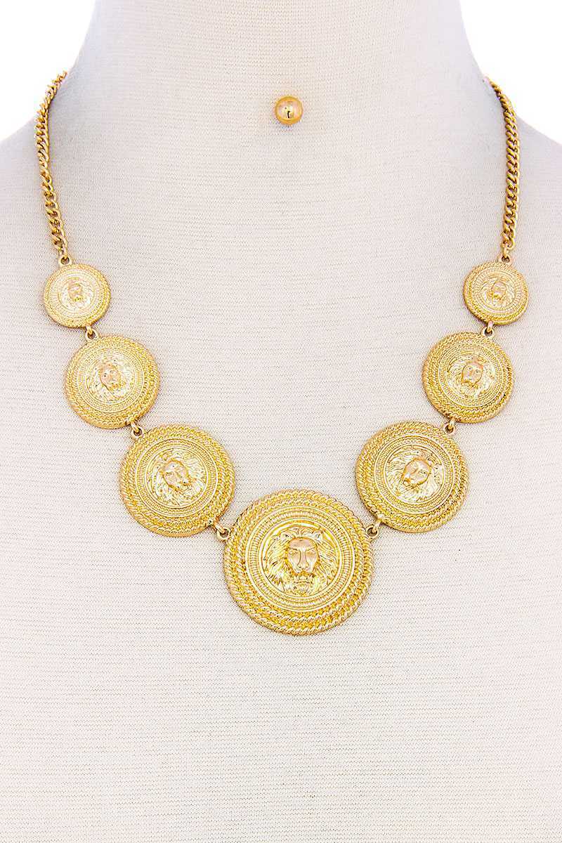 Lion Head Circle Linked Necklace - YuppyCollections