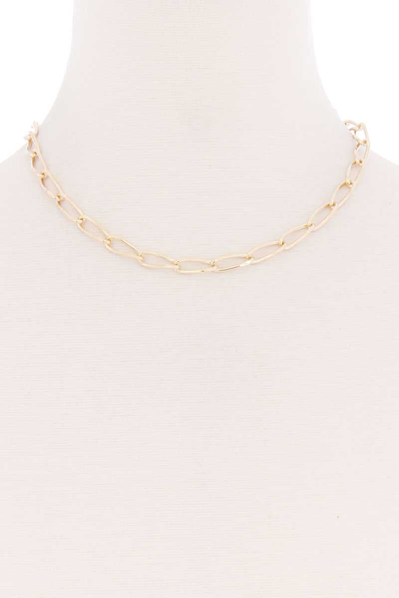 Oval Chain Single Metal Necklace - YuppyCollections