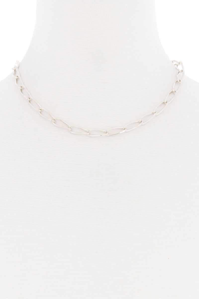 Oval Chain Single Metal Necklace - YuppyCollections