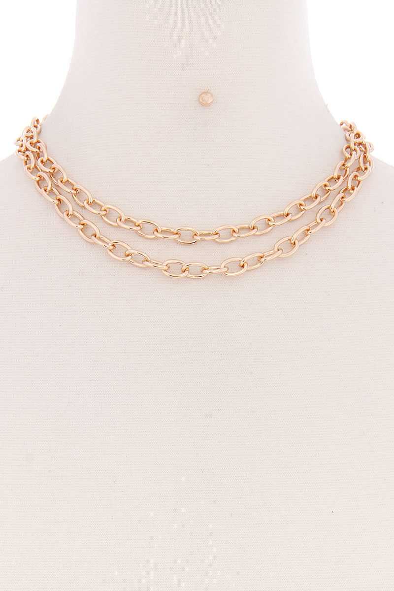 2 Simple Chain Metal Layered Necklace - YuppyCollections