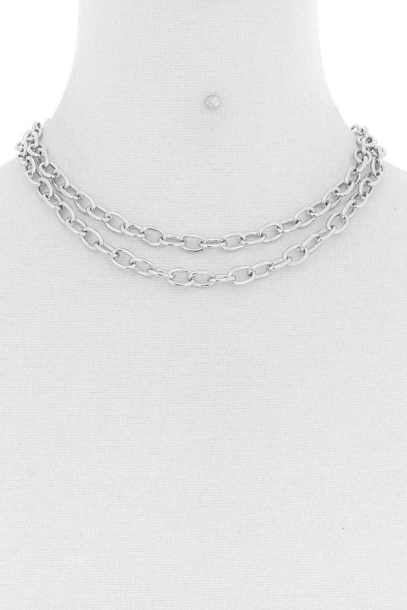 2 Simple Chain Metal Layered Necklace - YuppyCollections